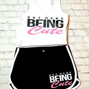 OUT HERE BEING CUTE TANK TOP SHORT SET